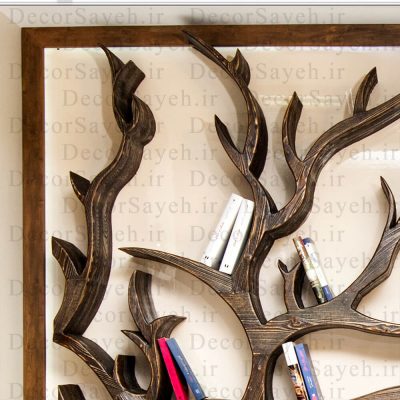 ساخت قفسه کتابخانه چوبی طرح درخت